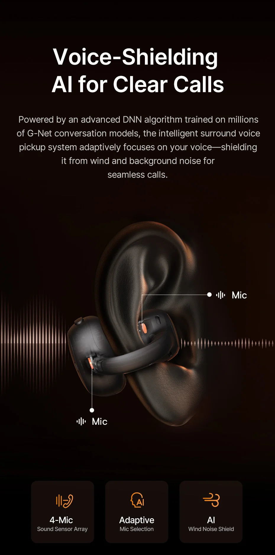 Baseus Inspire XC1 - Ear Clip Wireless Earphones with Bluetooth 6.1