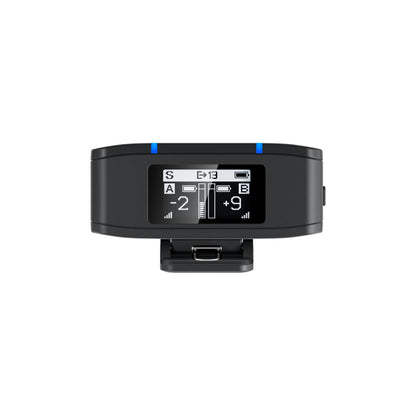 Black electronic device with digital display on a white background