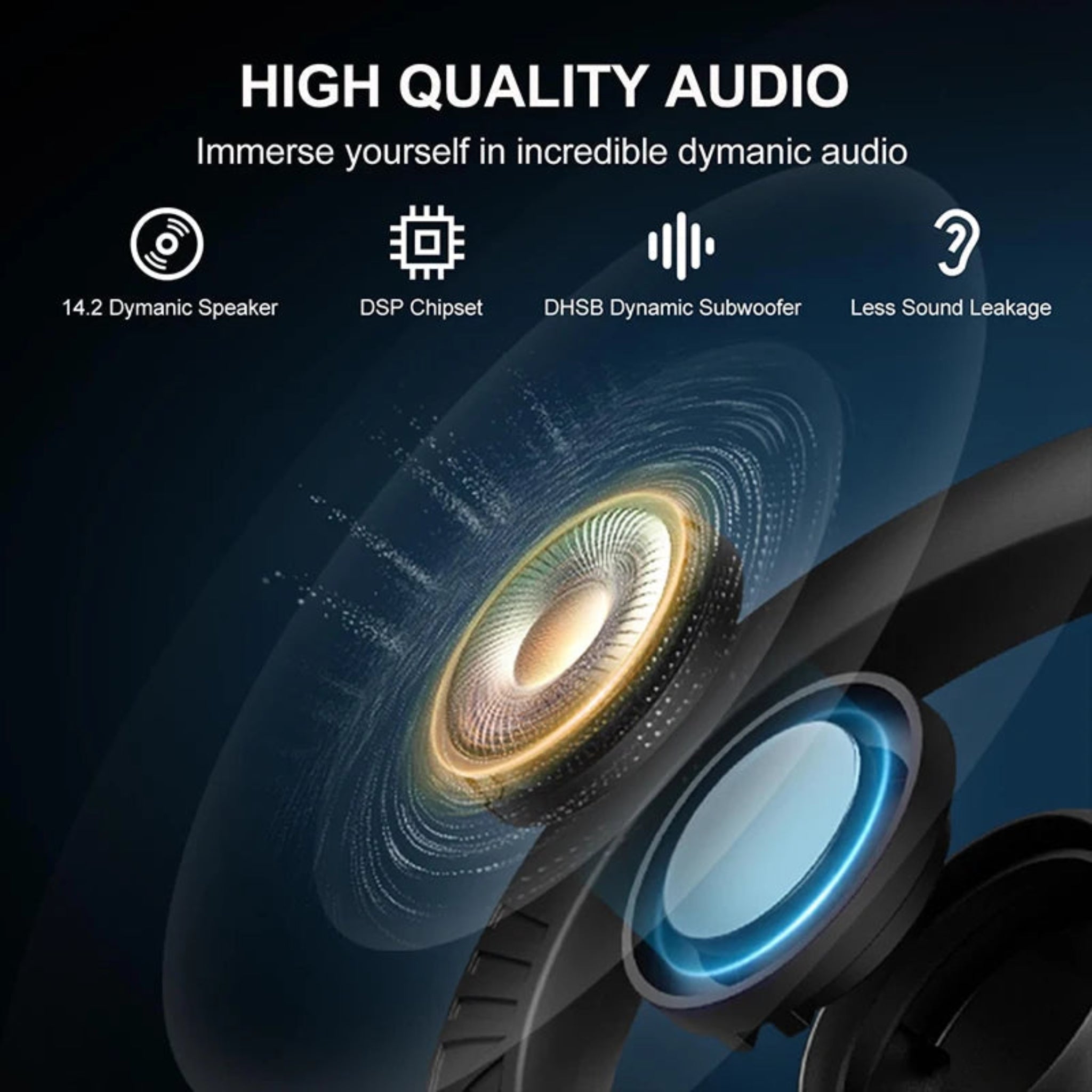 High-quality audio system with speaker and subwoofer design on a dark background