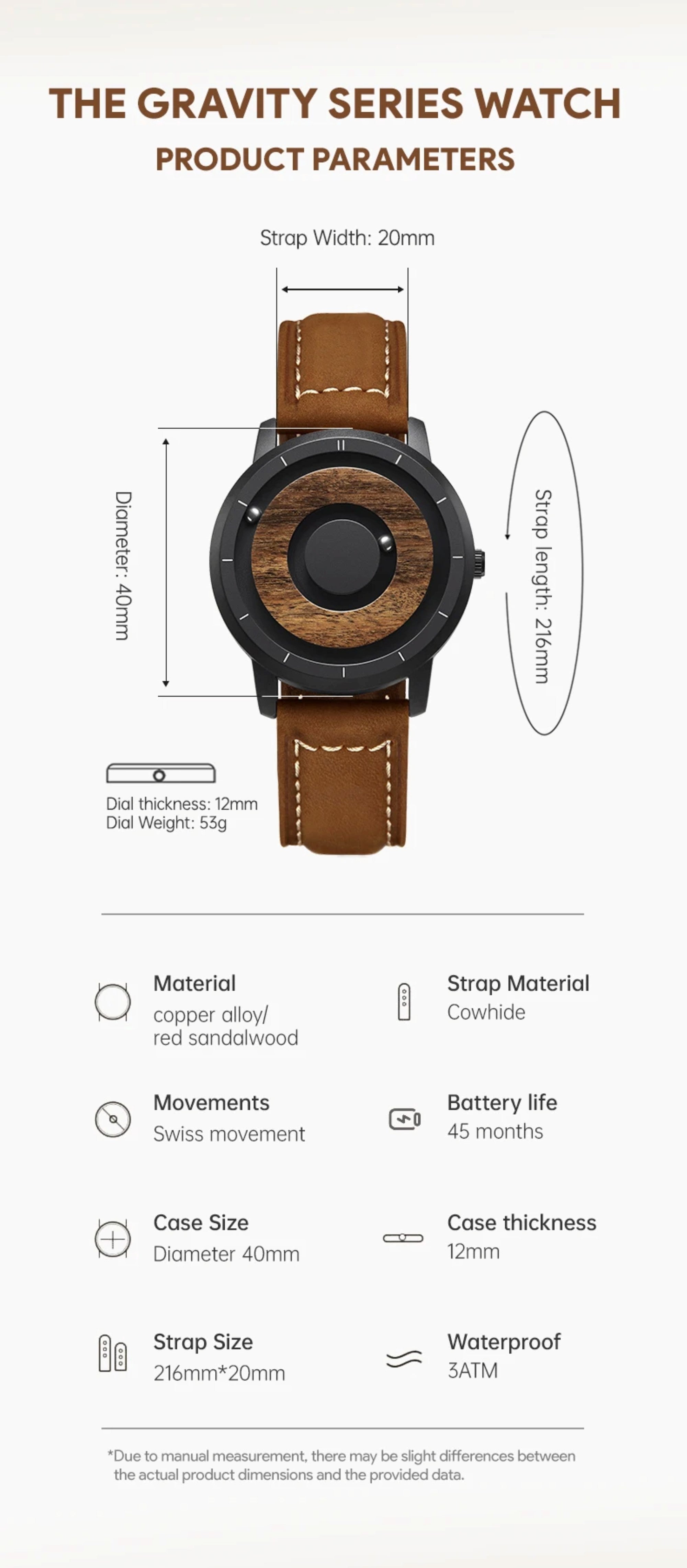 EUTOUR Magnetic Bead Watch - Wooden Design Unisex Timepiece EUTOUR