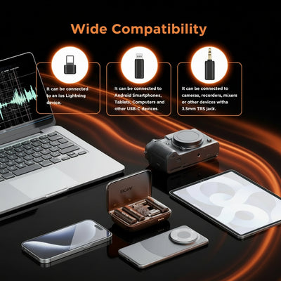 Electronic device with compatibility features shown on a dark background