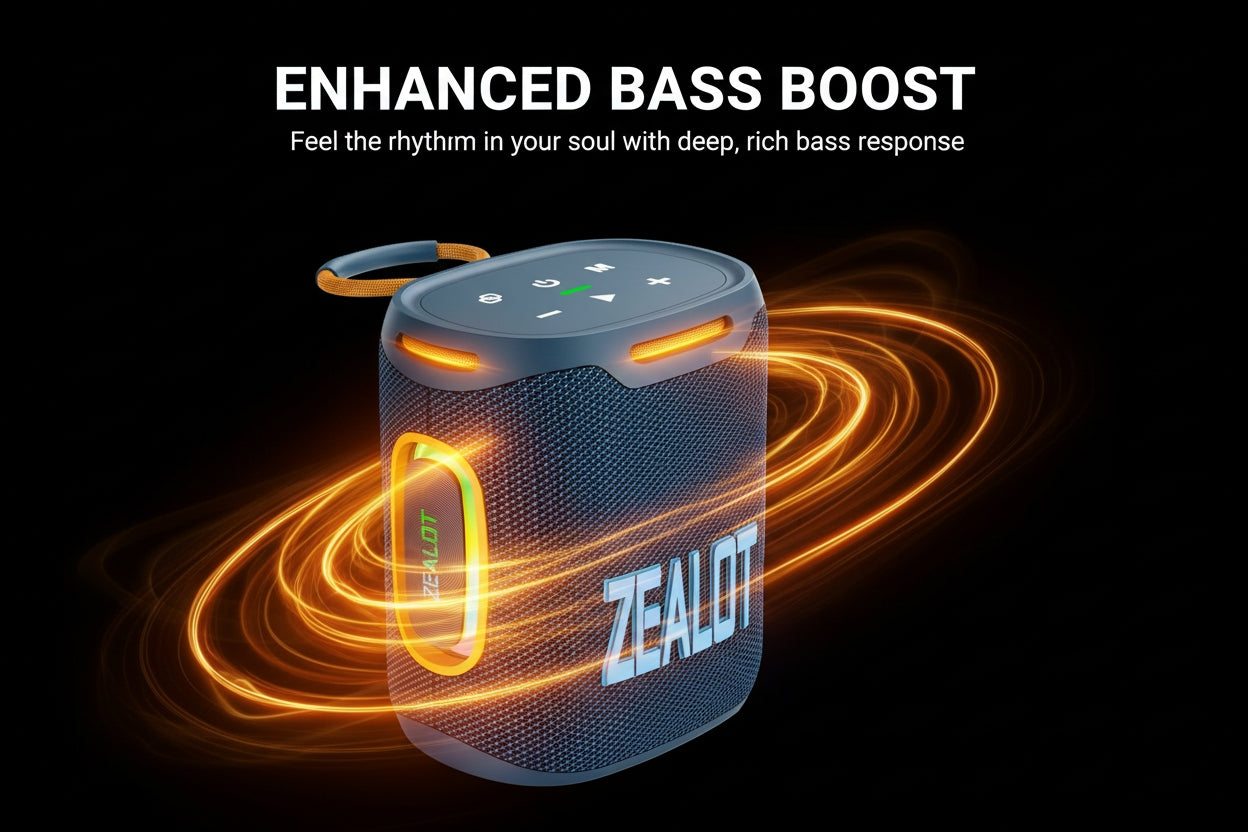 ZEALOT S122 Wireless Bluetooth Speaker - 25W Premium Portable Audio with LED Ring & 6000mAh Battery