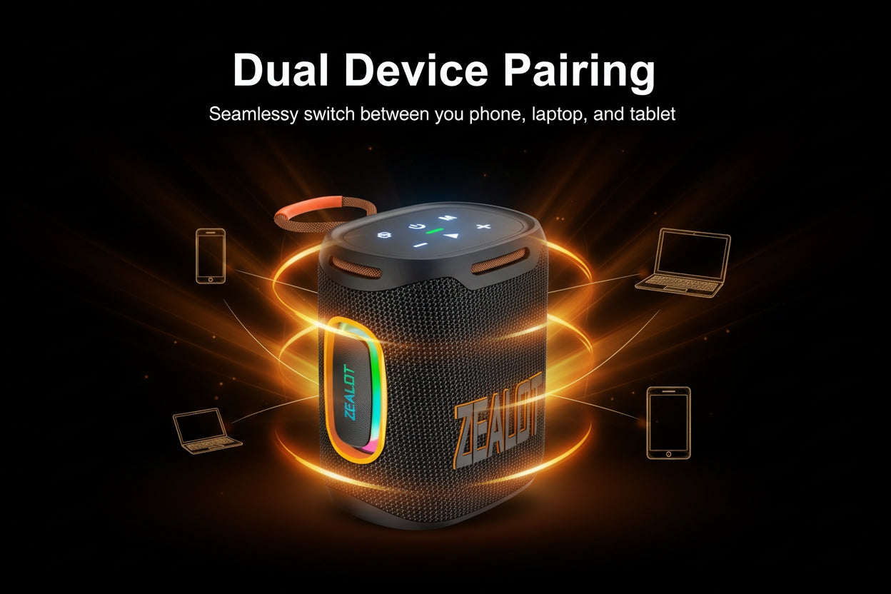 ZEALOT S122 Wireless Bluetooth Speaker - 25W Premium Portable Audio with LED Ring & 6000mAh Battery
