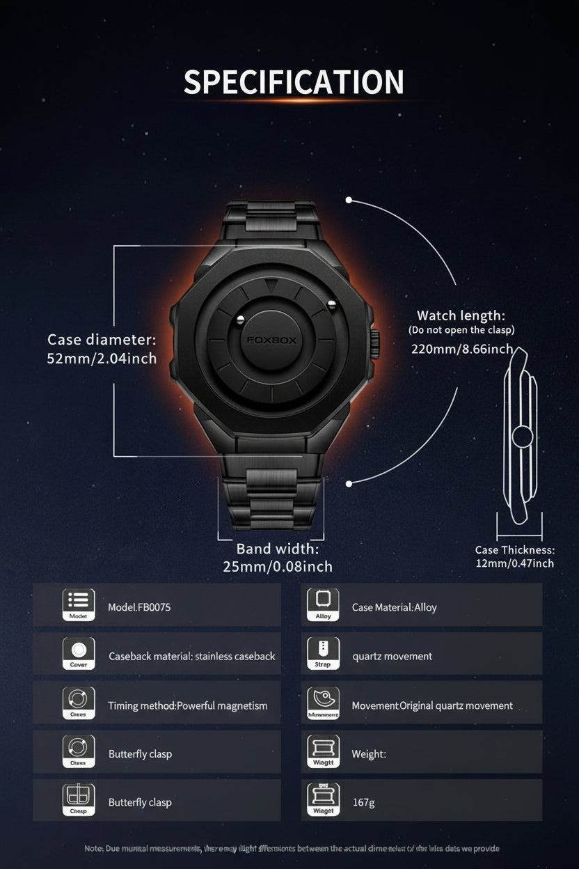 FOXBOX Magnetic Tactical Watch - Men's Waterproof Watch