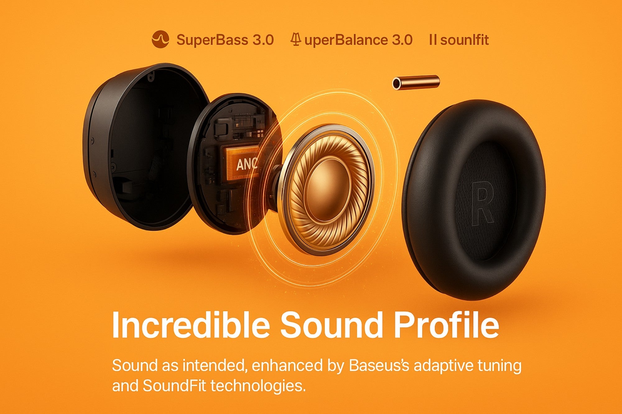 Baseus Inspire XH1 Premium Wireless Headphones - 48dB ANC & 100Hr Battery Baseus Goldener Wahl